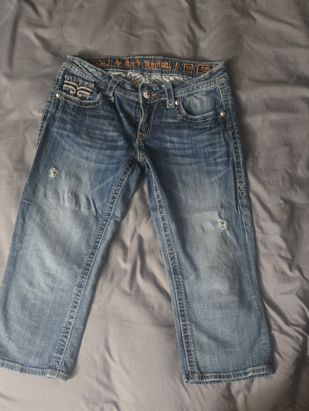 Rock Revival Women's Faded Blue Cropped Jeans